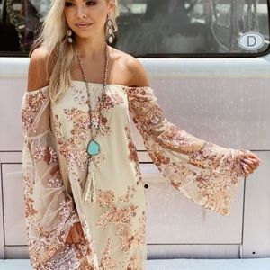 SFC, Golden Goddess Off the Shoulder Rose Gold Sequin Dress. XXL